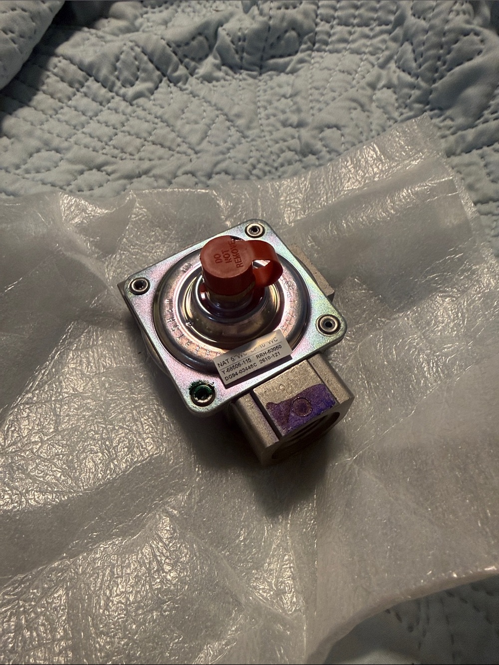 Replacement Gas Regulator Valve with Red Protective Cap - Metallic Finish